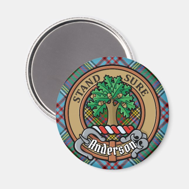 Clan Anderson Crest over Tartan Magnet (Front/Back)