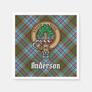 Clan Anderson Crest over Tartan Napkins