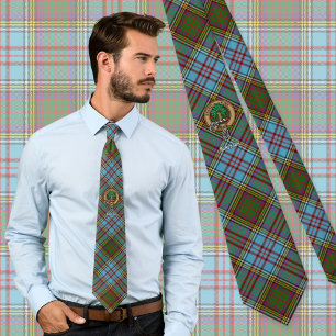 Clan Anderson Crest over Tartan Neck Tie