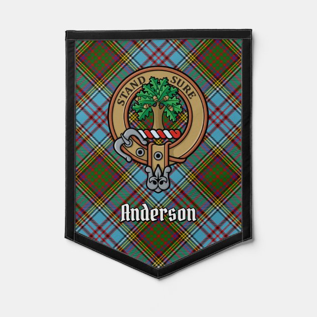 Clan Anderson Crest over Tartan Pennant (Front)