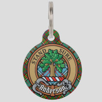 Clan Anderson Crest over Tartan Pet ID Tag