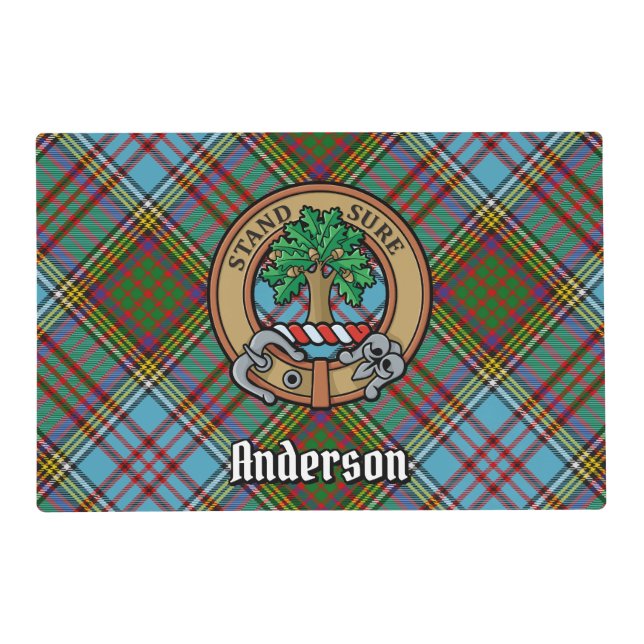 Clan Anderson Crest over Tartan Placemat (Front)