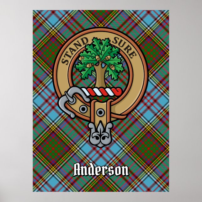Clan Anderson Crest over Tartan Poster (Front)