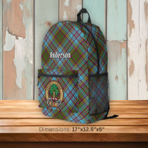 Clan Anderson Crest over Tartan Printed Backpack