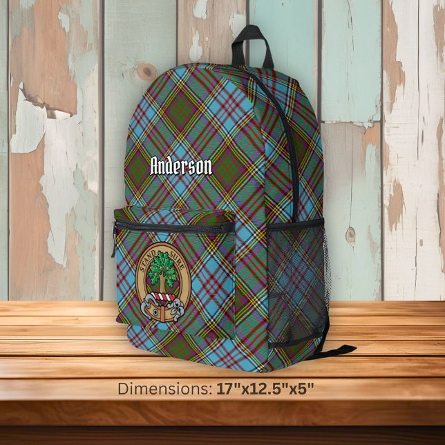 Clan Anderson Crest over Tartan Printed Backpack (Creator Uploaded)