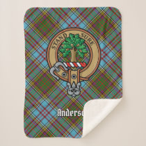 Clan Anderson Crest over Tartan Sherpa Blanket