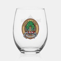 Clan Anderson Crest over Tartan Stemless Wine Glass