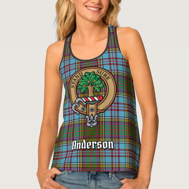 Clan Anderson Crest over Tartan Tank Top (Front)