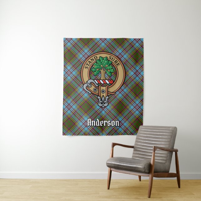 Clan Anderson Crest over Tartan Tapestry (In Situ)