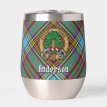 Clan Anderson Crest over Tartan Thermal Wine Tumbler