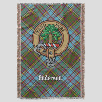 Clan Anderson Crest over Tartan Throw Blanket
