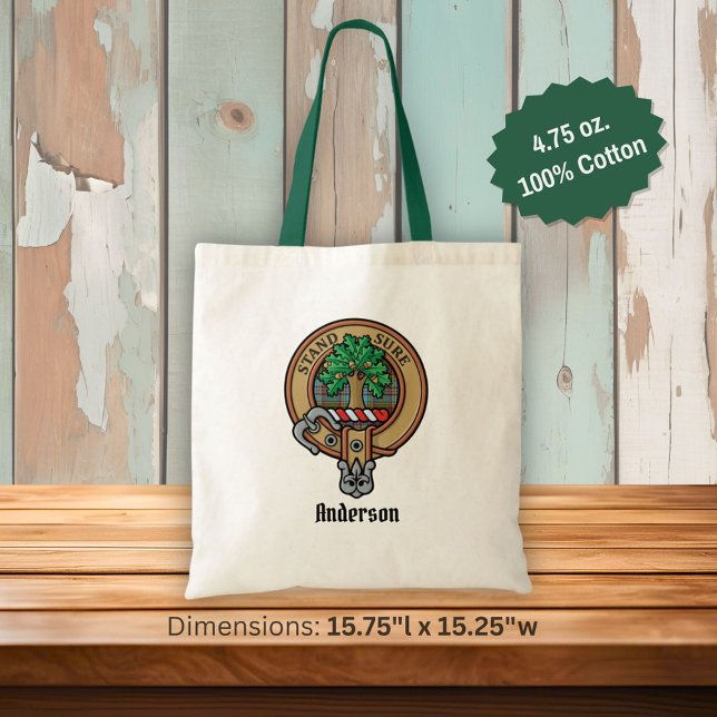 Clan Anderson Crest over Tartan Tote Bag (Creator Uploaded)