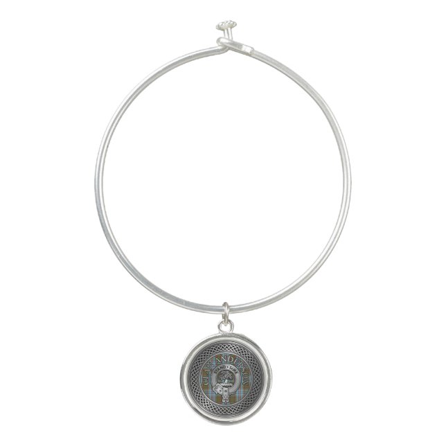 Clan Anderson Crest & Tartan Knot Bangle Bracelet (Front)