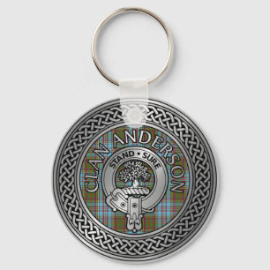 Clan Anderson Crest & Tartan Knot Keychain