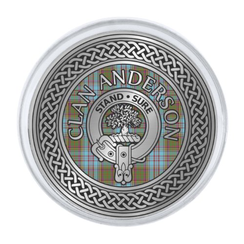Clan Anderson Crest  Tartan Knot Silver Finish Lapel Pin