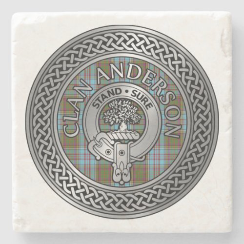 Clan Anderson Crest  Tartan Knot Stone Coaster