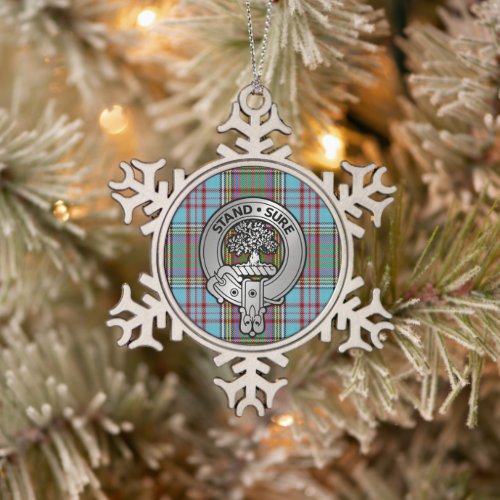 Clan Anderson Crest  Tartan Snowflake Pewter Christmas Ornament