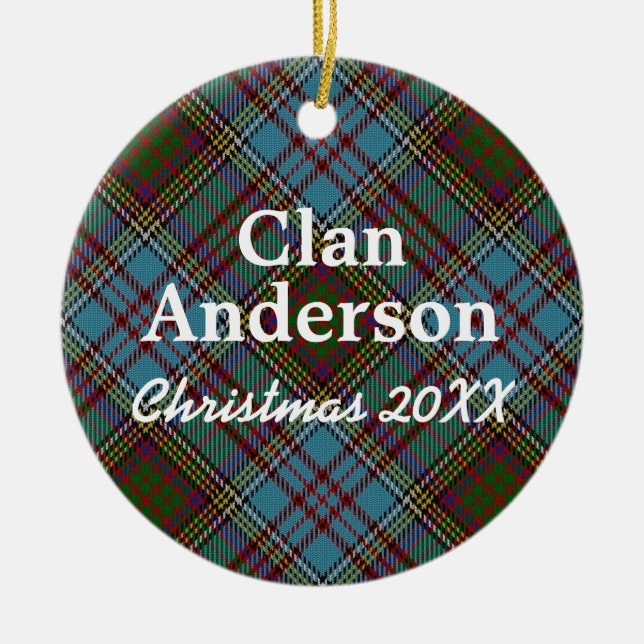 Clan Anderson Scottish Tartan Ceramic Ornament (Front)