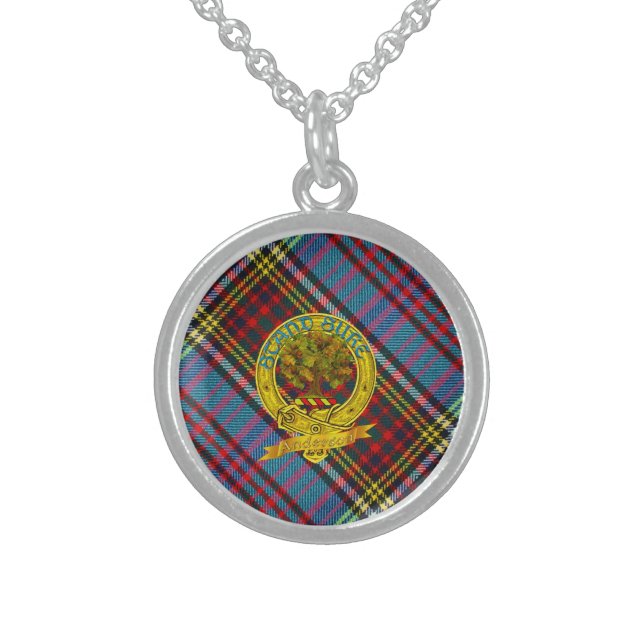 Clan Anderson Tartan and Motif Sterling Silver Necklace (Front)