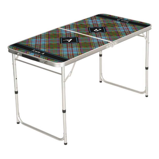 Clan Anderson Tartan Beer Pong Table (Angled)