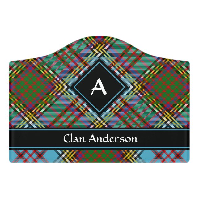 Clan Anderson Tartan Door Sign (Small Crest Front)