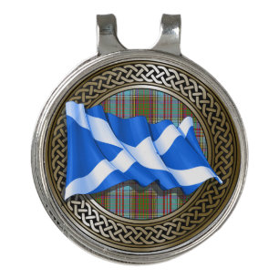 Clan Anderson Tartan Knot & Flag Golf Hat Clip