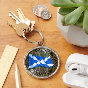 Clan Anderson Tartan Knot & Flag Keychain