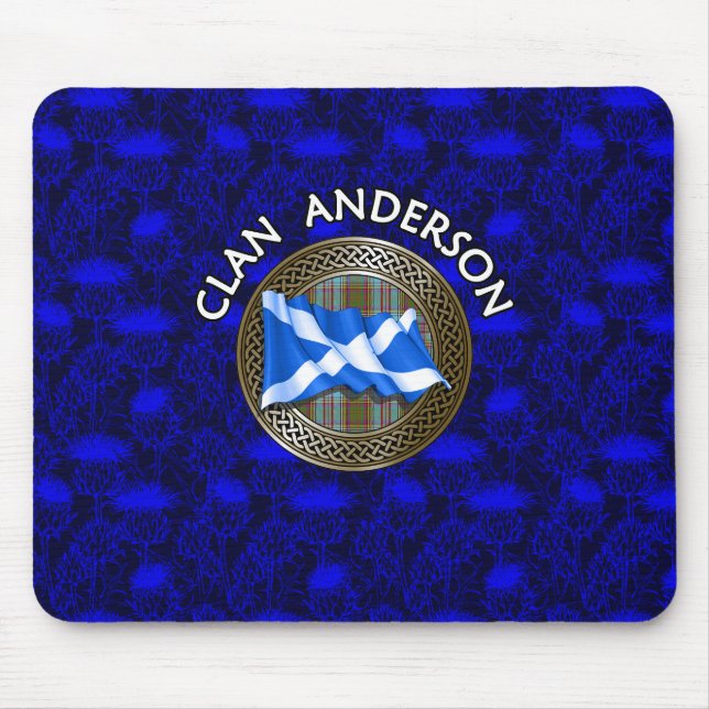 Clan Anderson Tartan Knot & Flag Mouse Pad (Front)