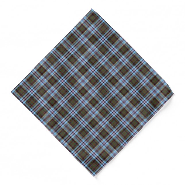 Clan Anderson Tartan Light Blue Plaid Bandana (Front)
