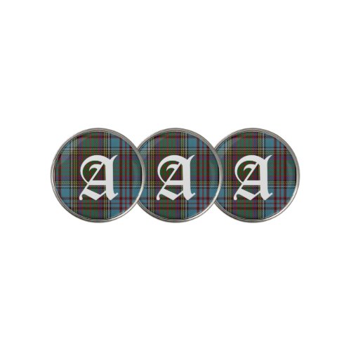 Clan Anderson Tartan Plaid Monogram Golf Ball Marker