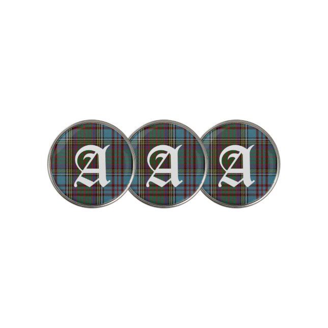 Clan Anderson Tartan Plaid Monogram Golf Ball Marker (3 Up)