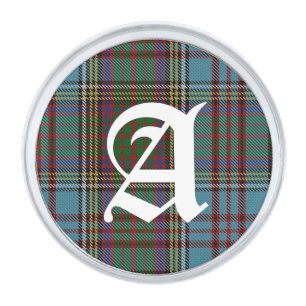 Clan Anderson Tartan Plaid Monogram  Silver Finish Lapel Pin