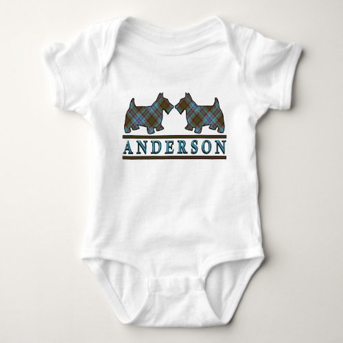 Clan Anderson Tartan Scottie Dogs Baby Bodysuit