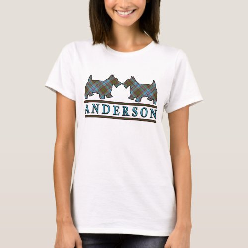 Clan Anderson Tartan Scottie Dogs T_Shirt