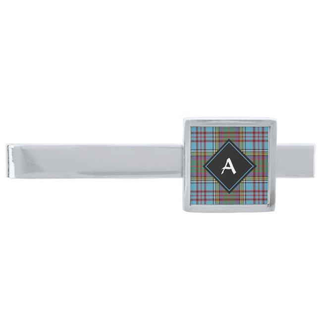 Clan Anderson Tartan Silver Finish Tie Bar (Front)
