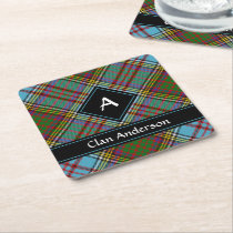 Clan Anderson Tartan Square Paper Coaster