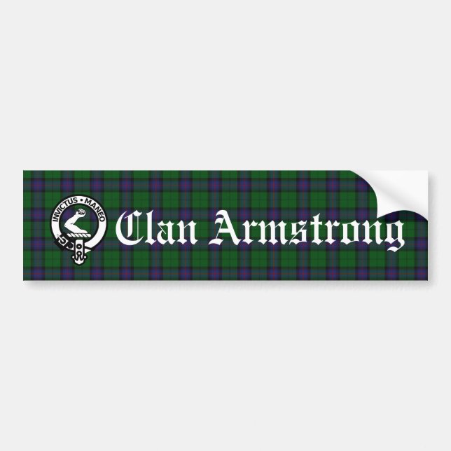 Clan Armstrong Crest Badge and Tartan Bumper Sticker (Front)