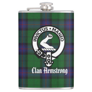 Clan Armstrong Crest Badge and Tartan Flask