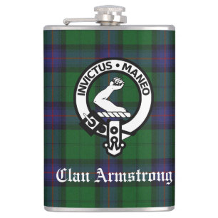 Clan Armstrong Crest Badge and Tartan Flask