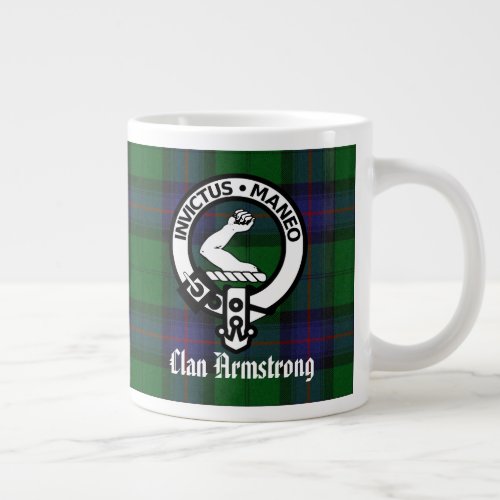 Clan Armstrong Crest Badge and Tartan Giant Coffee Mug