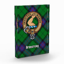 Clan Armstrong Crest over Tartan Acrylic Award