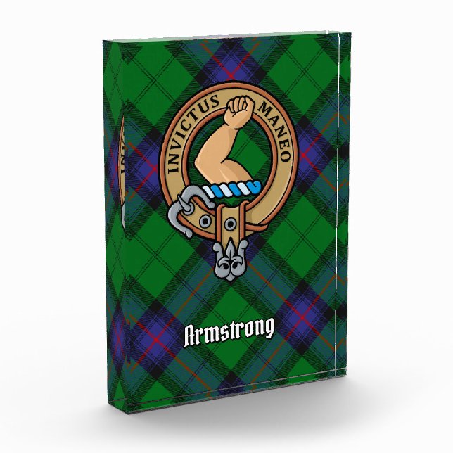 Clan Armstrong Crest over Tartan Acrylic Award (Left)