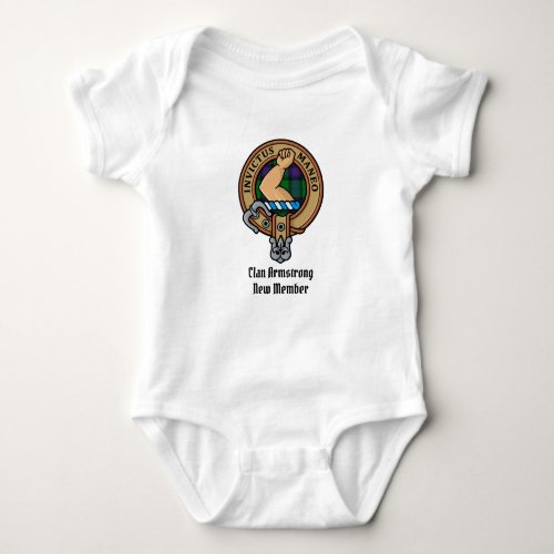 Clan Armstrong Crest over Tartan Baby Bodysuit