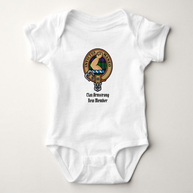 Clan Armstrong Crest over Tartan Baby Bodysuit (Front)