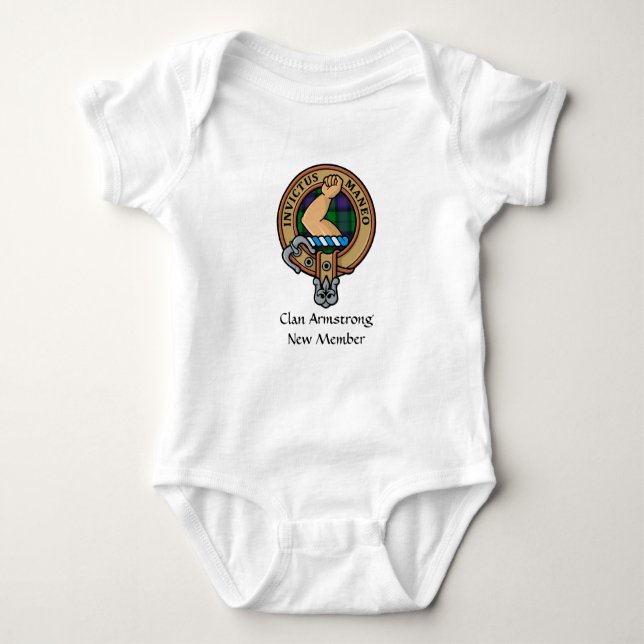 Clan Armstrong Crest over Tartan Baby Bodysuit (Front)
