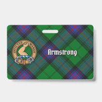 Clan Armstrong Crest over Tartan Badge
