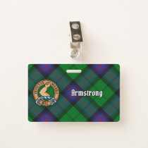 Clan Armstrong Crest over Tartan Badge
