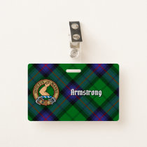 Clan Armstrong Crest over Tartan Badge