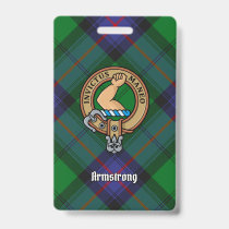 Clan Armstrong Crest over Tartan Badge