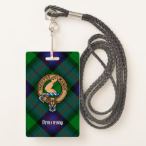 Clan Armstrong Crest over Tartan Badge